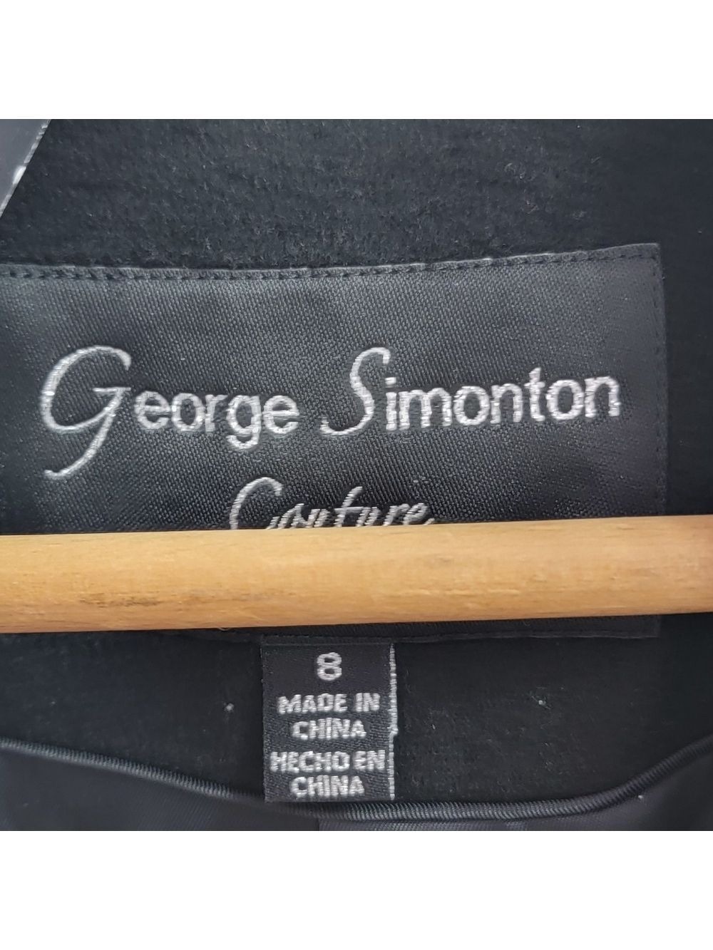 Size 8 George Simonton Couture Women's Cashmere Belted Wrap Bl;ack Coat - Picture 5 of 8